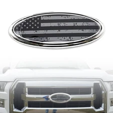 9" Black FRONT GRILL Tailgate US Flag Oval Emblem Badge For Ford F-150 2004-2014