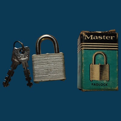Vintage MASTER Padlock No. 10 Lock Keys Original Box Milwaukee WI USA - New