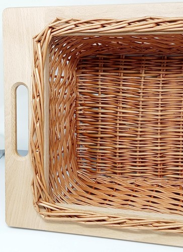 11 5/16" Width Pullout Wicker Baskets with Handles and Beechwood Frame & Runners - Picture 4 of 13