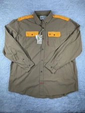 Duck Camp Long Sleeve Button Up Hunting Shirt NWT Men's Sz XXXL Brown/Orange