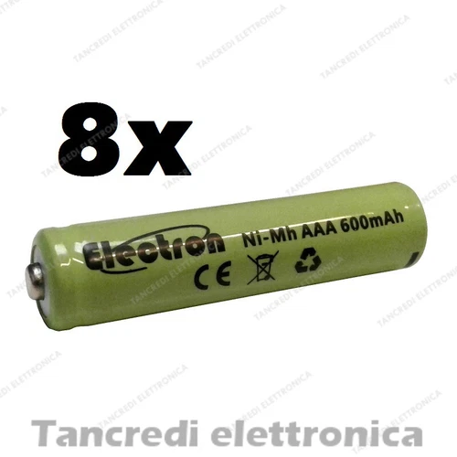 8x Akku Typ AAA Ministilo Ni-Mh wiederaufladbar 600mAh 900mAh HR03 HR3 plus