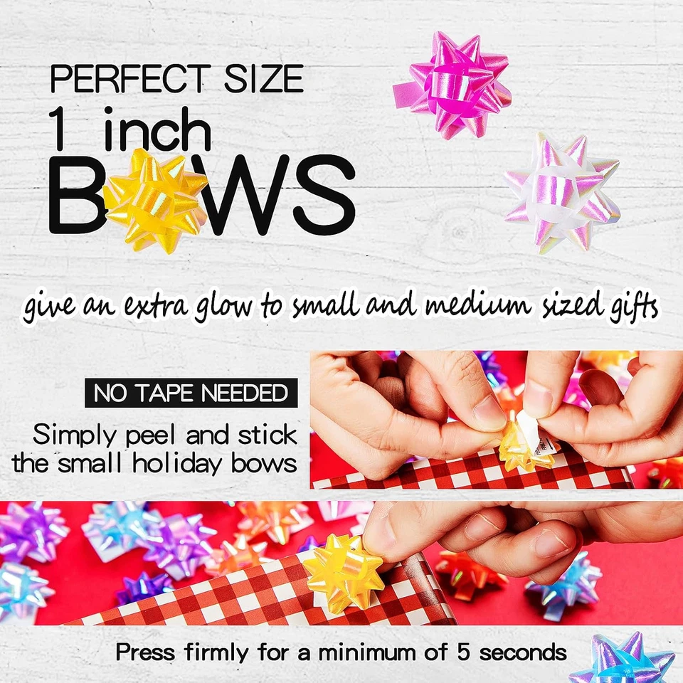 110 piezas Arcos brillantes para envolver regalos Día de San Valentín 1 pulgada mini lazos envolventes de regalo Foto 4 de 4