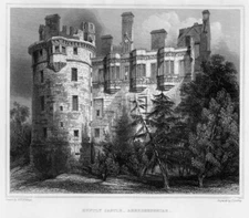 Scotland Prison CASTLE HUNTLY Dundee, Old 1840s Architecture Art Print Engraving