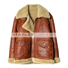 Women Aviator Pilot Raf B3 Flying Bomber Real Sheepskin Leather Shearling Jacket