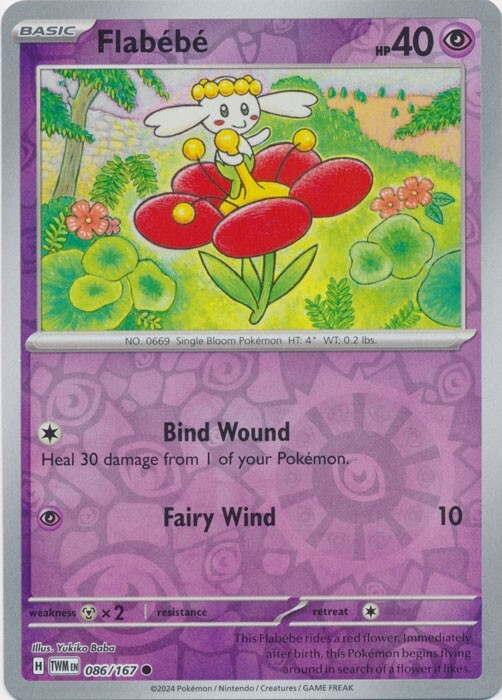 Reverse Holo Flabebe 086/167 Common Twilight Masquerade Pokemon TCG