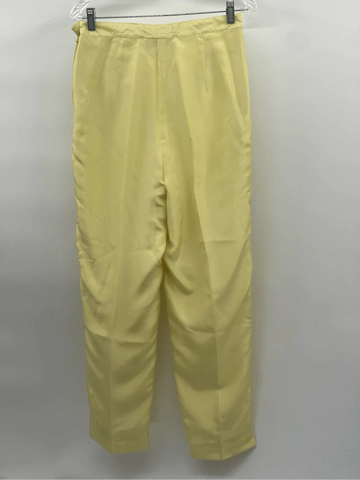 Pantalones de seda Adrienne Vittadini vintage para mujer talla 12 amarillos Foto 2 de 4