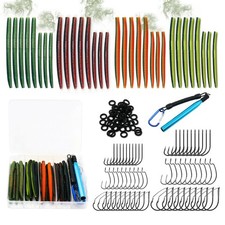 Wacky Rig Kit for Bass Fishing - 143/171PCS Soft Plastic Worms, Weedless Hooks