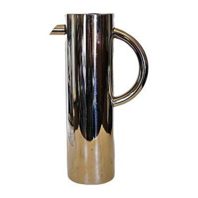 Crate and Barrel Silver Stainless Chrome Water Pitcher Tall Cylinder Bar 11.5''