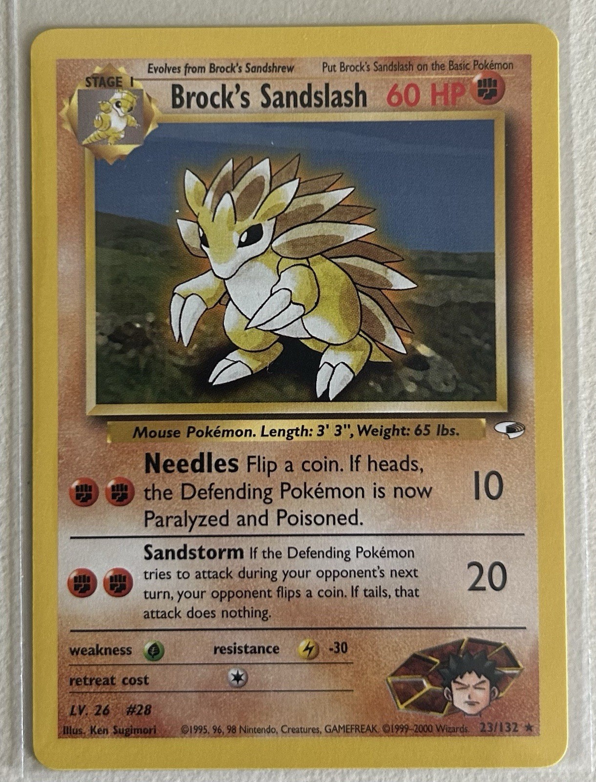 Vintage Brock's Sandslash Gym Heroes 023/132 Rare Pokemon Card NM CLEAN! 👀