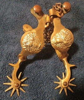 NICE OLD RARE PAIR OF BUFFALO HEAD NORTH & JUDD WESTERN COWBOY SPURS