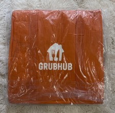 GrubHub Orange Insulated Delivery Bag Food Groceries Tote Backpack Straps Zipper