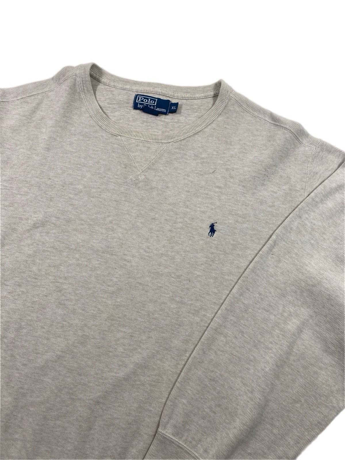 Polo Ralph Lauren Vintage Adulto XL Grigio Felpa Girocollo Y2K Anni 90 Pony Cotone