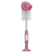 Reusable Sponge Baby Bottle Cleaning Brush with Suction Cup Stand, Scrubber and