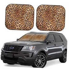 Windshield Sun Shade Foldable 2pcs Cheetah Car Front one size Leopard Print