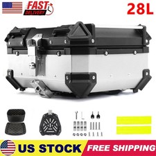 28L Motorcycle Luggage Tail Box Scooter Trunk Storage Top Case Waterproof Silver