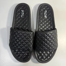 APL Lusso Athletic Propulsion Labs Slides Black White Quilted Sandals Men’s 11