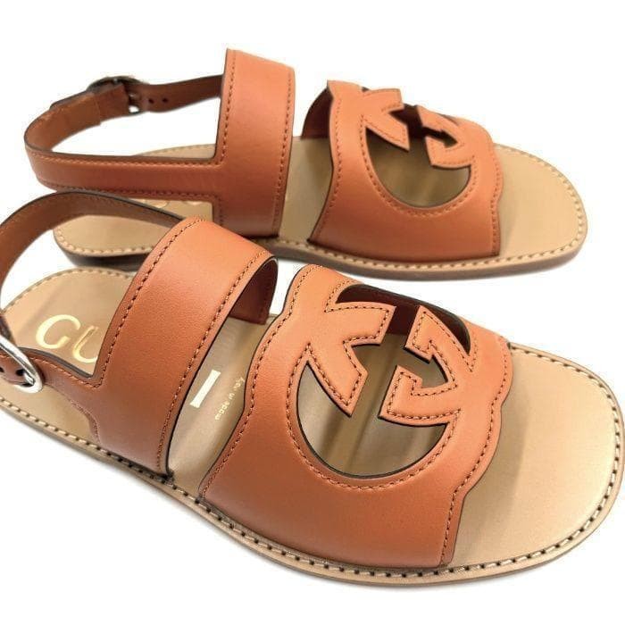 Gucci Men’s Interlocking GG Sandals Leather Brown Size EU44 US10.5 UK10 thumbnail 6