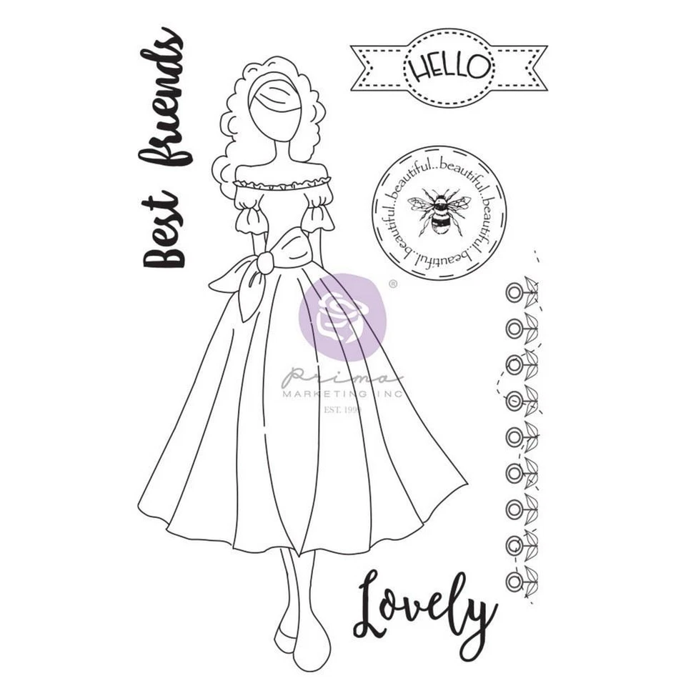 Sello de muñeca de papel Prima Julie Nutting MELISSA - Juego de 6 piezas - Abeja - NUEVO Foto 2 de 4