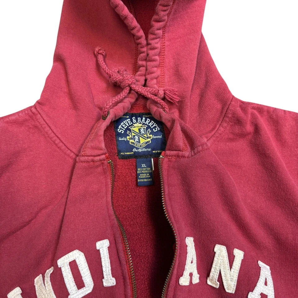 Винтажная женская толстовка с капюшоном Steve & Barry's Indiana University размер XL на красной молнии - Изображение 3 из 4