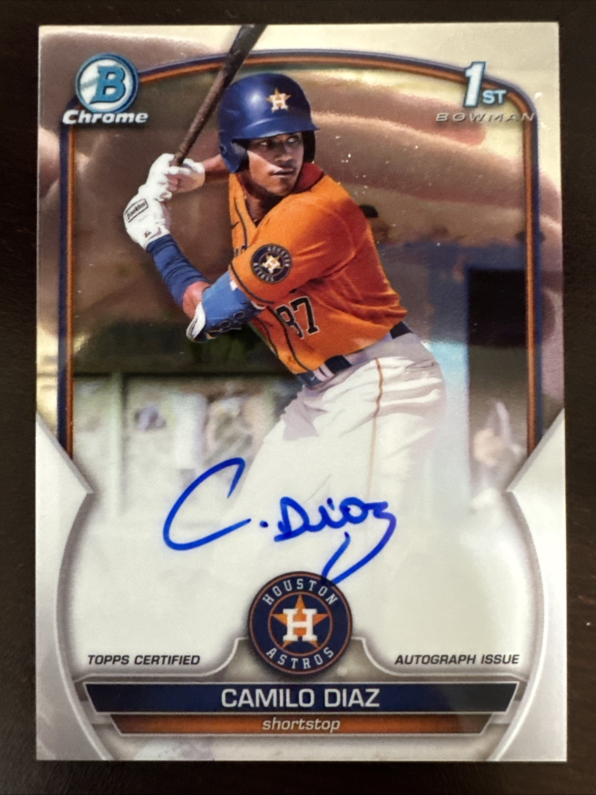 2023 Camilo Diaz Bowman Chrome #CPA-CD 1st On-Card Autograph Auto - Astros