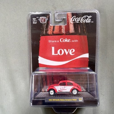 Coca-Cola 1953 VW Beetle Deluxe European Model Red White Diecast Car Soda Theme
