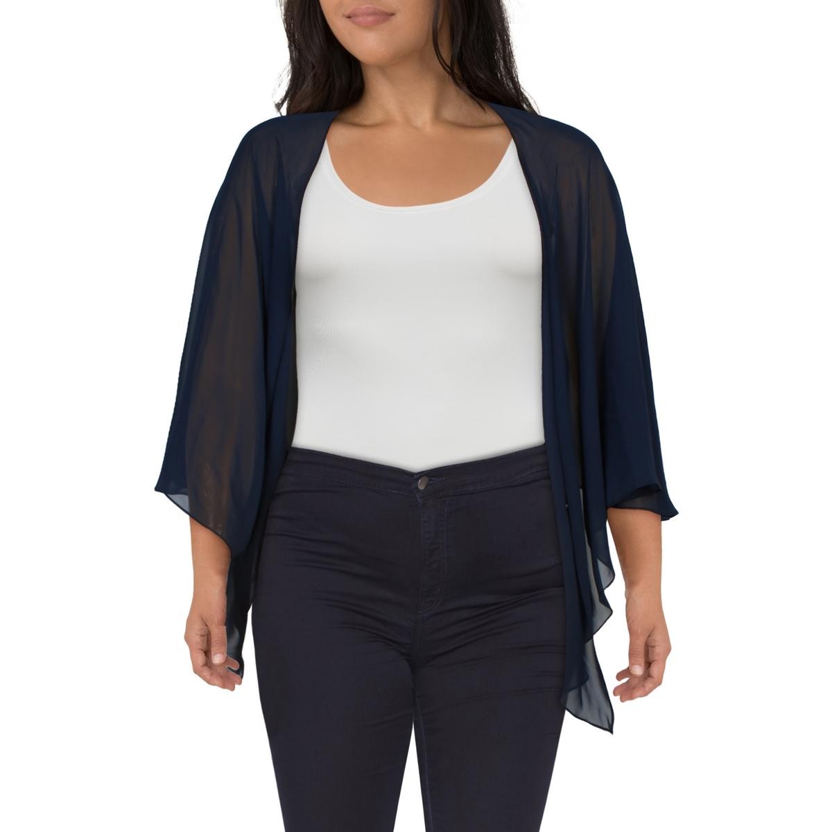 Тонкая женская темно-синяя прозрачная многослойная шаль-трансформер SLNY 3X/4X BHFO 6844