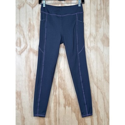  Dover Saddlery Riding Sport Legging Grey with Purple Trim Size XL Women