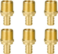 SUNGATOR 6-Pack 1/2" NPT to PEX Male Adapter, No 1/2, 6 Pack, Copper 