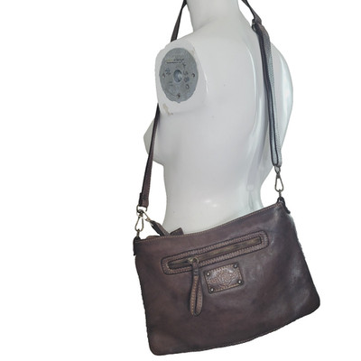 Bayside Vera Pelle Leather Zip Bag purse Italy shoulder crossbody brown pockets