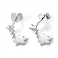 925 Sterlingsilber Weihnachtsbaum & Stern Baumelnde Ohrstecker