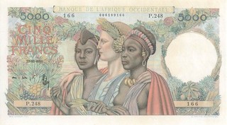 French West Africa 5000 Francs 1950 UNC