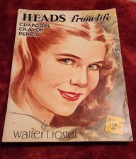 VTG Heads From Life Charcoal Crayon Pencil Walter Foster Book 18