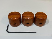 3 guitar knobs, PADAUK WOOD, French polish, Set screw, 1/4" SHAFT, hex key incl.