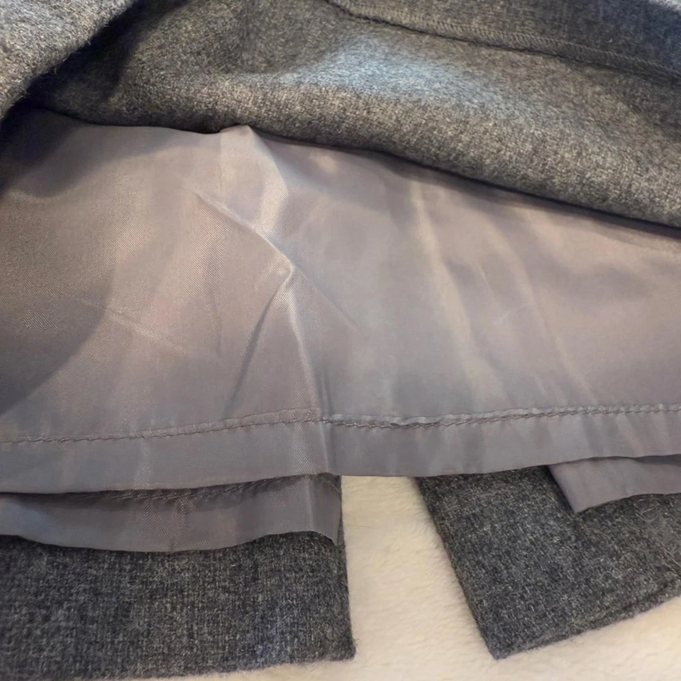 Falda lápiz Kenar mezcla lana gris carbón claro forrada cremallera trasera y dobladillo partido 4 Foto 3 de 4