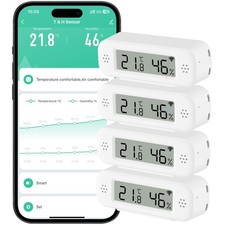 WiFi Thermometer Hygrometer Sensor, Temperature Humidity Sensor with Notifi...