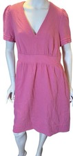 Boden Womens Size 10L Eve Double Cloth Short Dress Bright Hot Pink Cotton