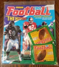 New Sealed 1990 Panini NFL Football Sticker Album Kit with Stickers Packs