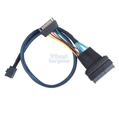 PCIe 4.0 SAS SFF-8643 to U.2 SFF-8639 SSD with 15 pin Male SATA Power 0.5m Cable