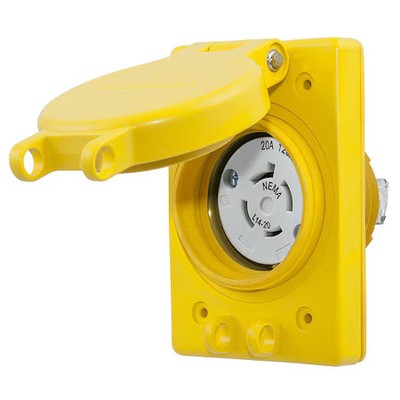 Hubbell Wiring Device-Kellems Hbl67w74 Watertight Flanged Locking Receptacle,