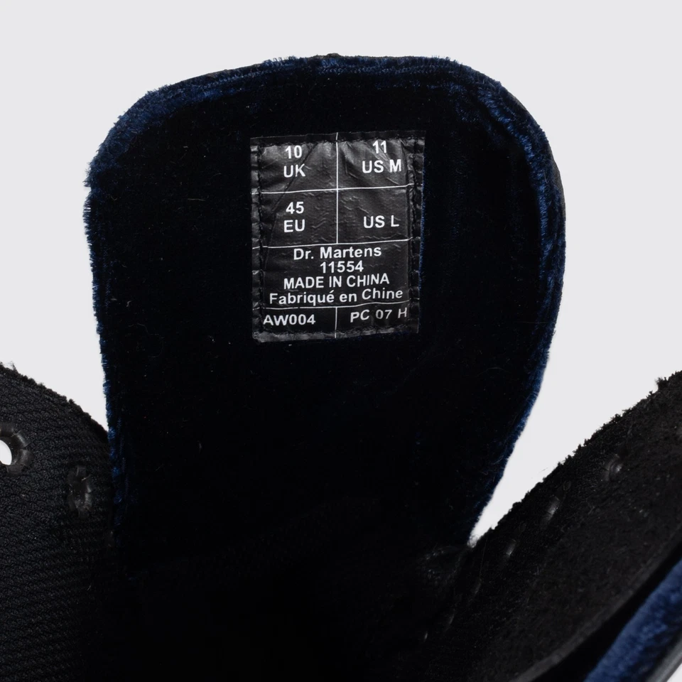 Botas Dr. Martens Talla 11 (UK10) Hombres Cuero Negro 13 Ojos Azul Terciopelo Borde MODS Foto 3 de 4