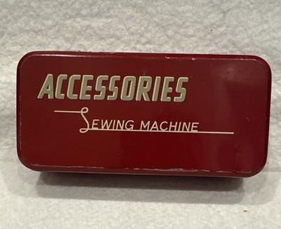 Empty Sewing Machine Tin Metal Accessories Box with Sewing Feet inside 