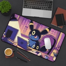 Pokemo Umbreo Pixel Anime Desk Mat, Anime Mouse Pad, Anime, Cute Lofi