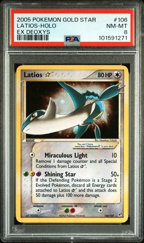 POKEMON LATIOS GOLD STAR  2005 EX DEOXYS #106 HOLO PSA 8 *EU PRINT VARIANT