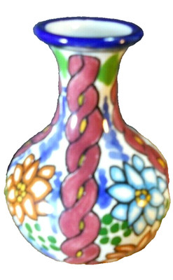 4'' Floral Hand Painted Bud Vase TALAVARA Made in Mexico Bud Vase