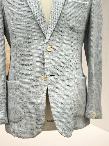 G. English Jacket For Man Blue Special Texture Single Breasted With 3 Pockets image 2