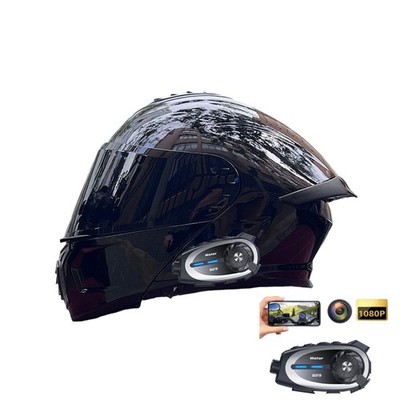 Bluetooth Motorcycle Helmet Action Camera Recorder Helmet Headset Intercom DOT