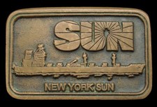 QB06165 GREAT 1970s  SUN - SUNSHIP CO  NEW YORK SOLID BRASS OILFIELD BUCKLE