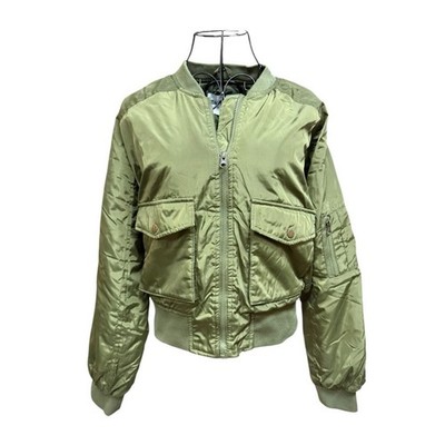 Reserve Fairfax Large Cropped Quilted Bomber Jacket - Olive Green