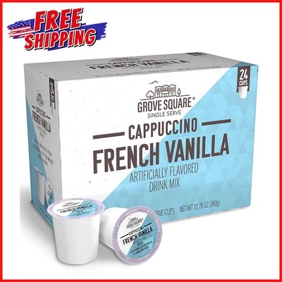 CAPPUCCINO FRENCH VANILLA Grove Square Single Serve Keurig K-Cups 24 Count Pods