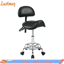 Saddle Stool with Back Support  for Salon Spa Tattoo Massage Swivel Stool Chair